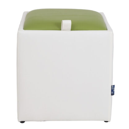 Taburet Box, alb-verde, imitatie piele, 41x37x37 cm - imagine 3