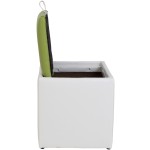 Taburet Box, alb-verde, imitatie piele, 41x37x37 cm - imagine 4