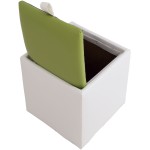 Taburet Box, alb-verde, imitatie piele, 41x37x37 cm - imagine 5