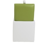 Taburet Box, alb-verde, imitatie piele, 41x37x37 cm - imagine 6