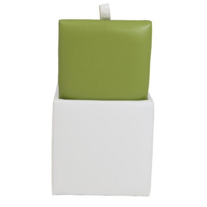 Taburet Box, alb-verde, imitatie piele, 41x37x37 cm - imagine 6