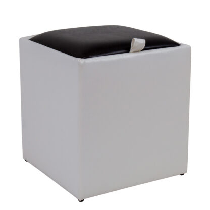 Taburet Box, alb-wenge, imitatie piele, 41x37x37 cm - imagine 3