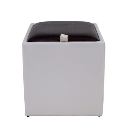 Taburet Box, alb-wenge, imitatie piele, 41x37x37 cm - imagine 5