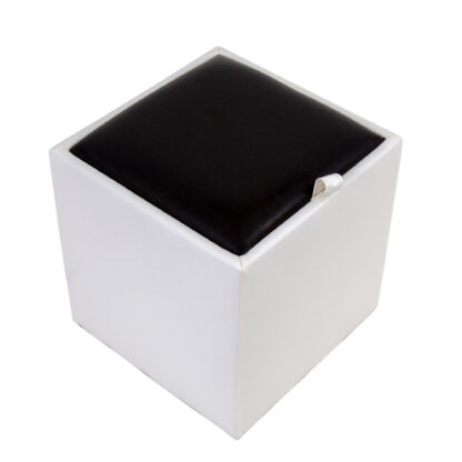Taburet Box, alb-wenge, imitatie piele, 41x37x37 cm