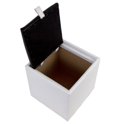 Taburet Box, alb-wenge, imitatie piele, 41x37x37 cm - imagine 2