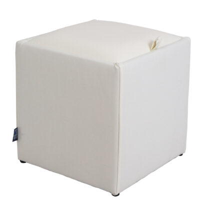 Taburet Box, alb, imitatie piele, 41x37x37 cm