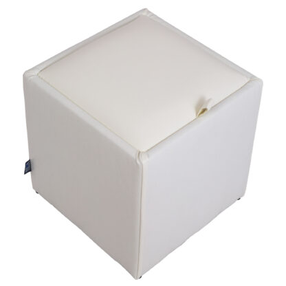 Taburet Box, alb, imitatie piele, 41x37x37 cm - imagine 2