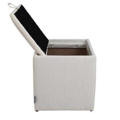 Taburet Box, alb, imitatie piele, 41x37x37 cm - imagine 3