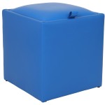 Taburet Box, albastru, imitatie piele, 41x37x37 cm - imagine 3