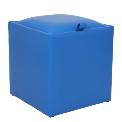 Taburet Box, albastru, imitatie piele, 41x37x37 cm - imagine 3