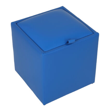 Taburet Box, albastru, imitatie piele, 41x37x37 cm