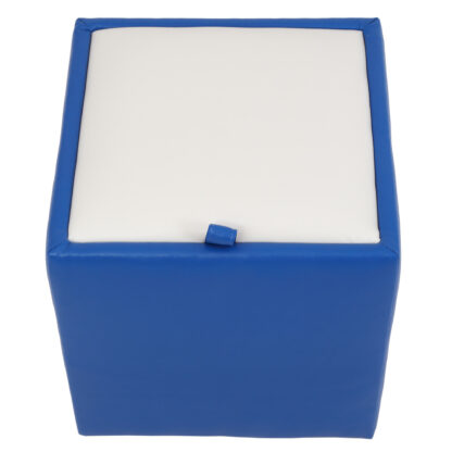 Taburet Box, albastru-alb, imitatie piele, 41x37x37 cm - imagine 4