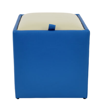Taburet Box, albastru-crem, imitatie piele, 41x37x37 cm - imagine 4