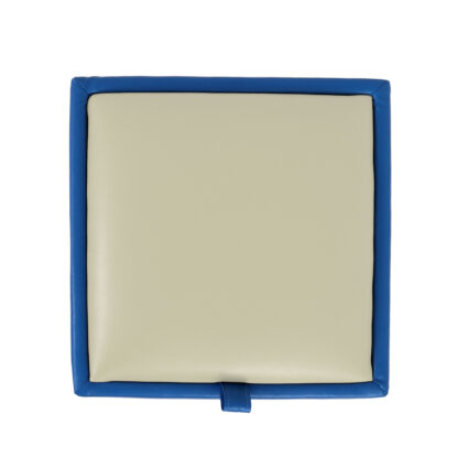 Taburet Box, albastru-crem, imitatie piele, 41x37x37 cm - imagine 2