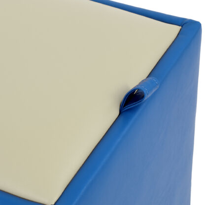 Taburet Box, albastru-crem, imitatie piele, 41x37x37 cm - imagine 3