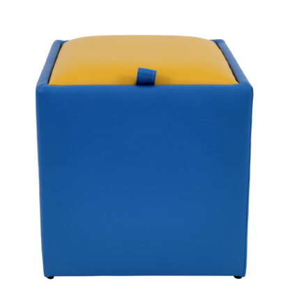 Taburet Box, albastru-galben, imitatie piele, 41x37x37 cm - imagine 2
