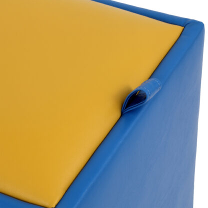 Taburet Box, albastru-galben, imitatie piele, 41x37x37 cm - imagine 5