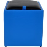 Taburet Box, albastru-negru, imitatie piele, 41x37x37 cm - imagine 5