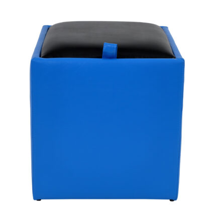 Taburet Box, albastru-negru, imitatie piele, 41x37x37 cm - imagine 5