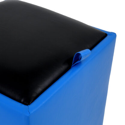 Taburet Box, albastru-negru, imitatie piele, 41x37x37 cm - imagine 6