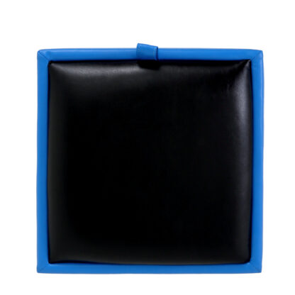 Taburet Box, albastru-negru, imitatie piele, 41x37x37 cm - imagine 2