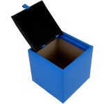 Taburet Box, albastru-negru, imitatie piele, 41x37x37 cm - imagine 3