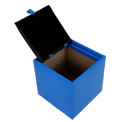 Taburet Box, albastru-negru, imitatie piele, 41x37x37 cm - imagine 3
