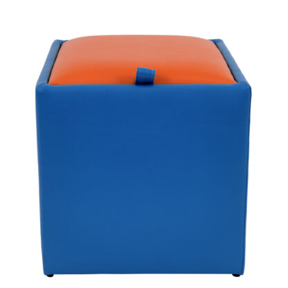 Taburet Box, albastru-portocaliu, imitatie piele, 41x37x37 cm - imagine 5