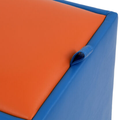 Taburet Box, albastru-portocaliu, imitatie piele, 41x37x37 cm - imagine 3