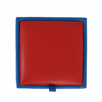 Taburet Box, albastru-rosu, imitatie piele, 41x37x37 cm - imagine 2
