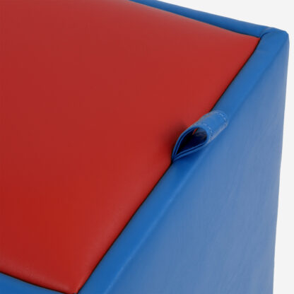 Taburet Box, albastru-rosu, imitatie piele, 41x37x37 cm - imagine 3
