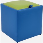 Taburet Box, albastru-verde, imitatie piele, 41x37x37 cm - imagine 3