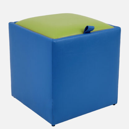 Taburet Box, albastru-verde, imitatie piele, 41x37x37 cm - imagine 3