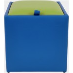 Taburet Box, albastru-verde, imitatie piele, 41x37x37 cm - imagine 2
