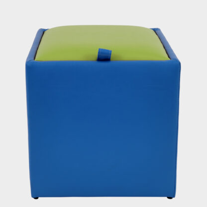 Taburet Box, albastru-verde, imitatie piele, 41x37x37 cm - imagine 2