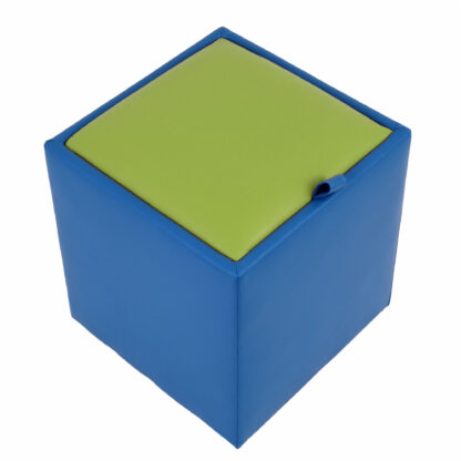Taburet Box, albastru-verde, imitatie piele, 41x37x37 cm
