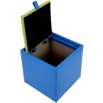 Taburet Box, albastru-verde, imitatie piele, 41x37x37 cm - imagine 6