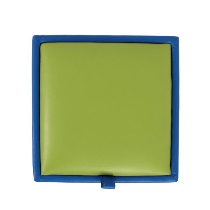 Taburet Box, albastru-verde, imitatie piele, 41x37x37 cm - imagine 5