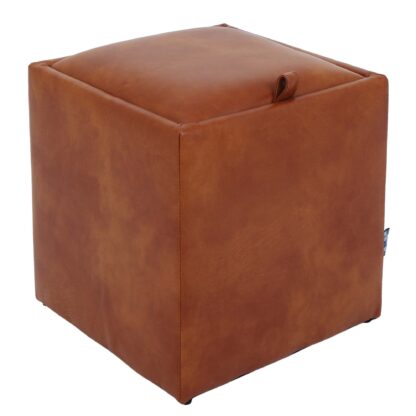 Taburet Box, cognac, imitatie piele, 41x37x37 cm