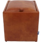 Taburet Box, cognac, imitatie piele, 41x37x37 cm - imagine 2