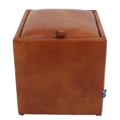 Taburet Box, cognac, imitatie piele, 41x37x37 cm - imagine 2