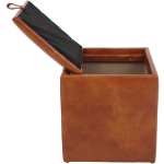 Taburet Box, cognac, imitatie piele, 41x37x37 cm - imagine 4