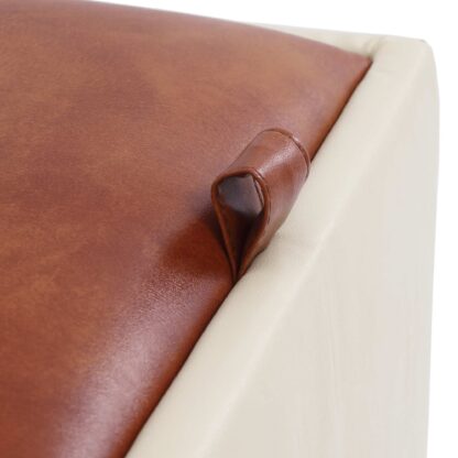 Taburet Box, crem-cognac, imitatie piele, 41x37x37 cm - imagine 5