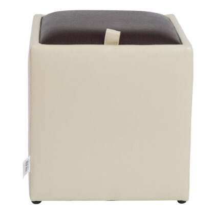 Taburet Box, crem-maro, imitatie piele, 41x37x37 cm - imagine 3