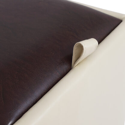 Taburet Box, crem-maro, imitatie piele, 41x37x37 cm - imagine 2