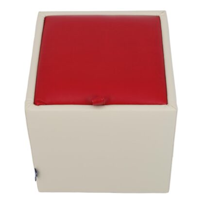 Taburet Box, crem-rosu, imitatie piele, 41x37x37 cm - imagine 3