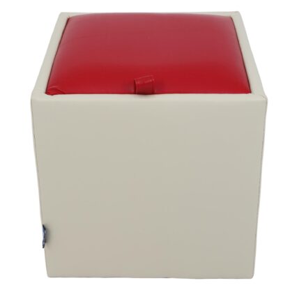 Taburet Box, crem-rosu, imitatie piele, 41x37x37 cm - imagine 2