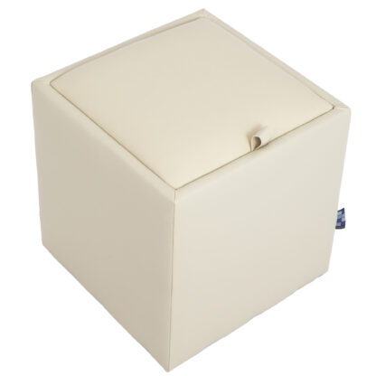 Taburet Box, crem, imitatie piele, 41x37x37 cm