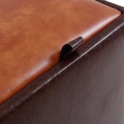 Taburet Box, maro-cognac, imitatie piele, 41x37x37 cm - imagine 3