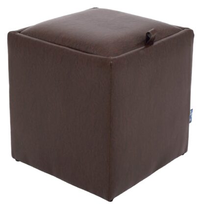 Taburet Box, maro, imitatie piele, 41x37x37 cm